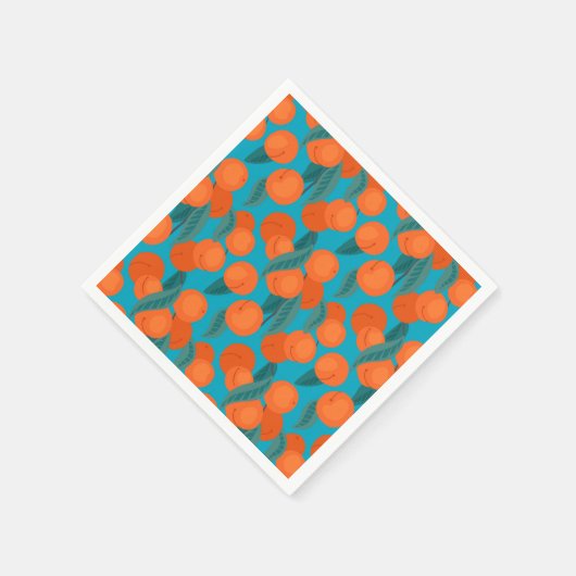 Naadloos vlak patroon met perziken op takken servet (Hoek)