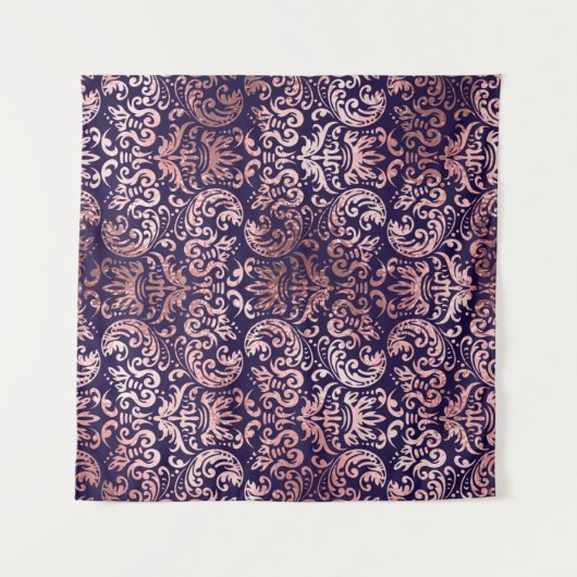 naadloos vochtig roos goudfolie, klassiek blad wandkleed (Voorkant (horizontaal))