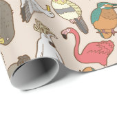 naadloos vogelpatroon cadeaupapier (Rol Hoek)