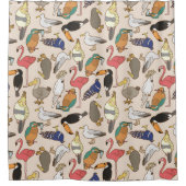 naadloos vogelpatroon douchegordijn (Voorkant)