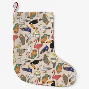 naadloos vogelpatroon kleine kerstsok