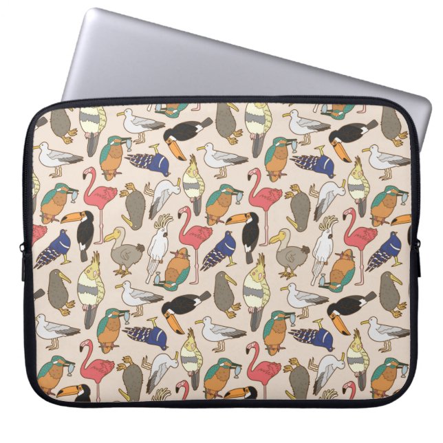 naadloos vogelpatroon laptop sleeve (Voorkant)