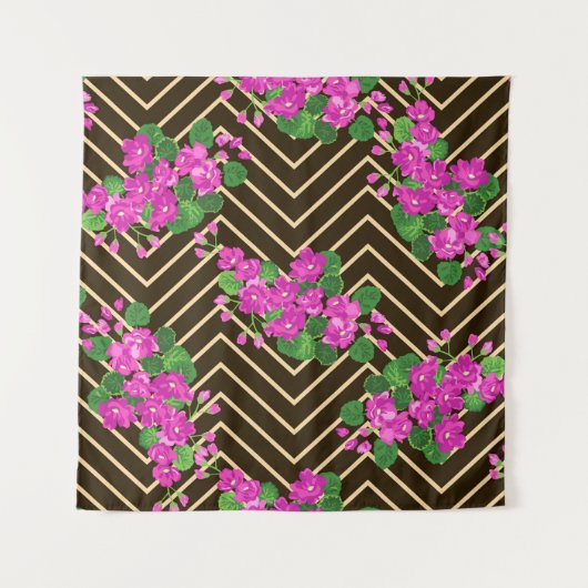 Naadloos vurig patroon in zoete bloemen. Compositi Wandkleed (Voorkant)