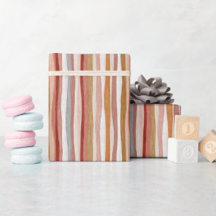 Naadloos Warm Neutraal Verticaal Streepdesign Cadeaupapier