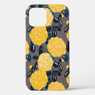 Naadloos watercolorpatroon met camellia bloemen. iPhone 12 hoesje