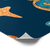 Naadloos watercolorpatroon met de maan, sterren,  poster (Hoek)