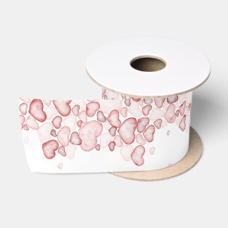 naadloos watercolorpatroon met tal van zachte roze satijnen lint