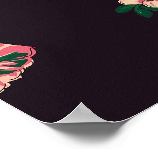 naadloos waterverf bloem ontwerp met digitale tex poster (Hoek)