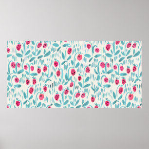 Naadloos waterverf floreel patroon op papiertextuu poster