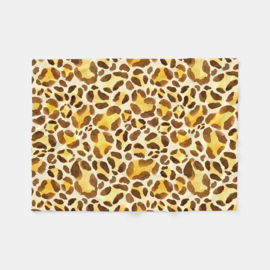 Naadloos waterverf-luipspatroon fleece deken (Voorkant (Horizontaal))