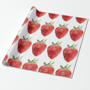 Naadloos waterverf met aardbeien cadeaupapier