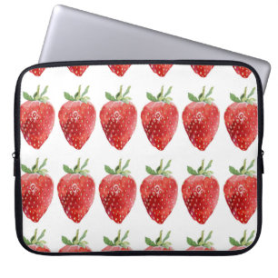 Naadloos waterverf met aardbeien  laptop sleeve