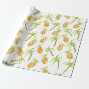 Naadloos waterverf met anananassen en pa cadeaupapier