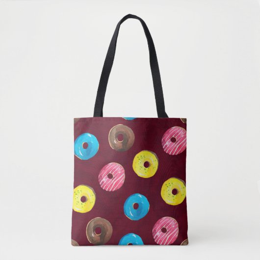 Naadloos waterverf met donuts op de grond tote bag (Voorkant)
