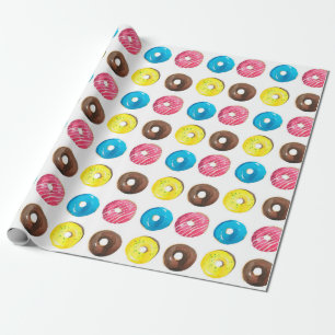 Naadloos waterverf met kleine donuts cadeaupapier