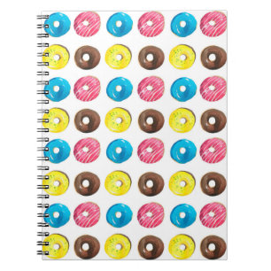 Naadloos waterverf met kleine donuts notitieboek