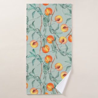 Naadloos waterverf met perziken en branche badhanddoek
