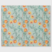 Naadloos waterverf met perziken en branche cadeaupapier (Vlak)