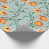Naadloos waterverf met perziken en branche cadeaupapier (Hoek)