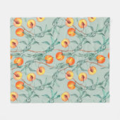 Naadloos waterverf met perziken en branche fleece deken (Voorkant (Horizontaal))
