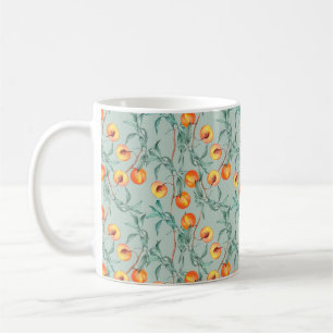 Naadloos waterverf met perziken en branche koffiemok