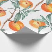 Naadloos waterverf met perziken op een wit cadeaupapier (Hoek)
