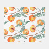 Naadloos waterverf met perziken op een wit fleece deken (Voorkant (Horizontaal))