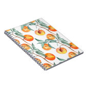 Naadloos waterverf met perziken op een wit notitieboek (Rechterzijde)