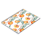 Naadloos waterverf met perziken op een wit notitieboek (Linkerzijde)