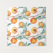 Naadloos waterverf met perziken op een wit wandkleed (Voorkant (horizontaal))