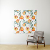 Naadloos waterverf met perziken op een wit wandkleed (In situ)