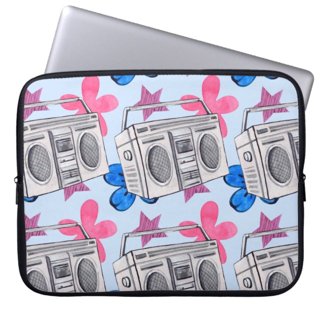 Naadloos waterverf patroon in stijl van 90 s laptop sleeve (Voorkant)