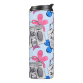 Naadloos waterverf patroon in stijl van 90 s thermosbeker (Gedraaid links)