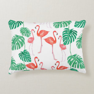 Naadloos waterverf patroon met flamingo familie w accent kussen