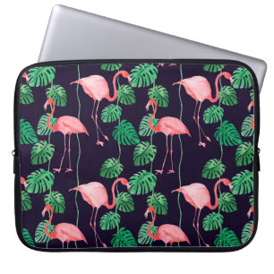 Naadloos waterverf patroon met flamingo laptop sleeve