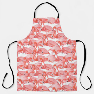 Naadloos waterverf patroon met flamingo small schort