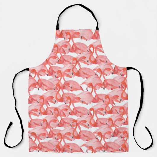 Naadloos waterverf patroon met flamingo small schort (Voorkant)
