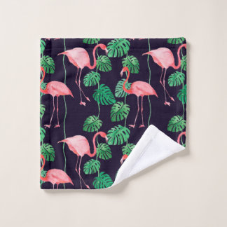 Naadloos waterverf patroon met flamingo washandje