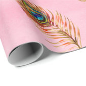 Naadloos waterverf patroon met gouden pauw cadeaupapier (Rol Hoek)