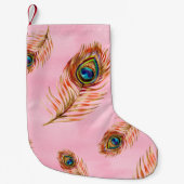 Naadloos waterverf patroon met gouden pauw kleine kerstsok (Voorkant)