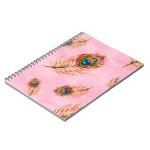 Naadloos waterverf patroon met gouden pauw notitieboek (Linkerzijde)