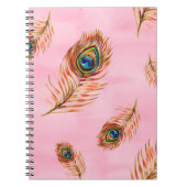 Naadloos waterverf patroon met gouden pauw notitieboek (Voorkant)