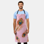 Naadloos waterverf patroon met gouden pauw schort (Gedragen)