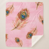 Naadloos waterverf patroon met gouden pauw sherpa deken (Voorkant)