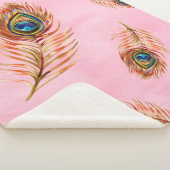 Naadloos waterverf patroon met gouden pauw sherpa deken (3/4)