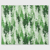 Naadloos waterverf-patroon met groene pijnbomen cadeaupapier (Vlak)