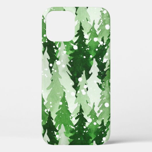 Naadloos waterverf-patroon met groene pijnbomen Case-Mate iPhone case (Achterkant)