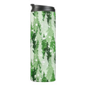 Naadloos waterverf-patroon met groene pijnbomen  thermosbeker (Geroteerd rechts)