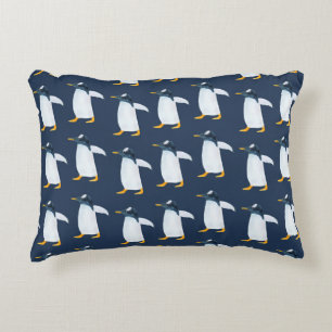 Naadloos waterverf patroon met pinguïn accent kussen