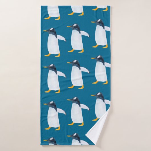 Naadloos waterverf patroon met pinguïn badhanddoek (Badhanddoek)